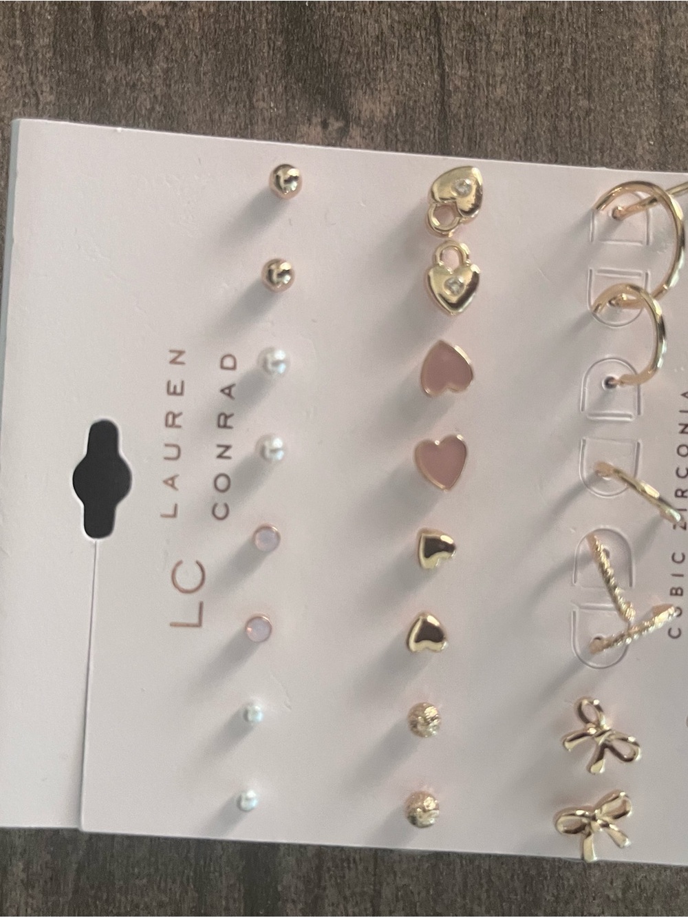 Lauren Conrad LC 12 pair stack stud Pink Heart Pearl Stud Earring Set Jewelry - Picture 2 of 3